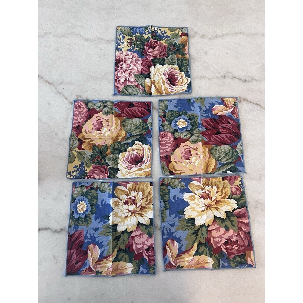 Floral Vintage Lot of 5 Cloth Napkins Shabby Chic